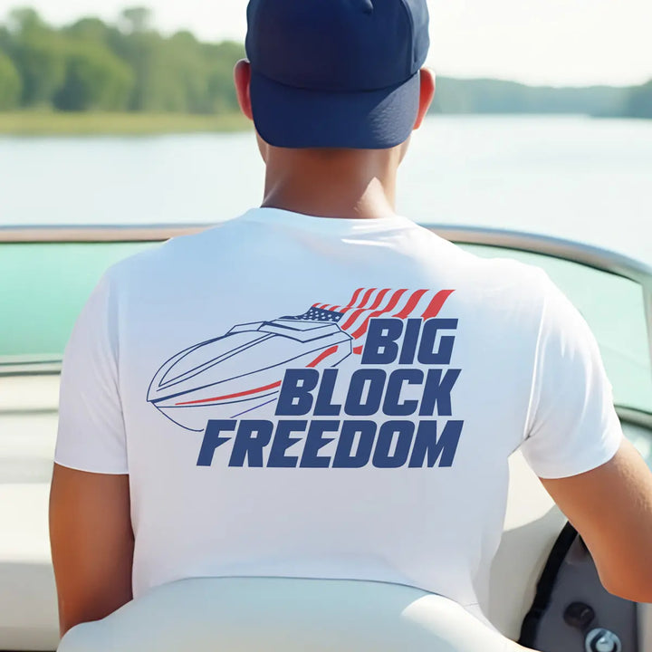 Big Block Freedom Boating T-Shirt - Roostertails
