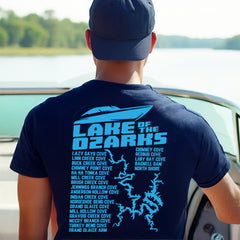 LAKE OF THE OZARKS Map –  Men's Performance Boating T-Shirt