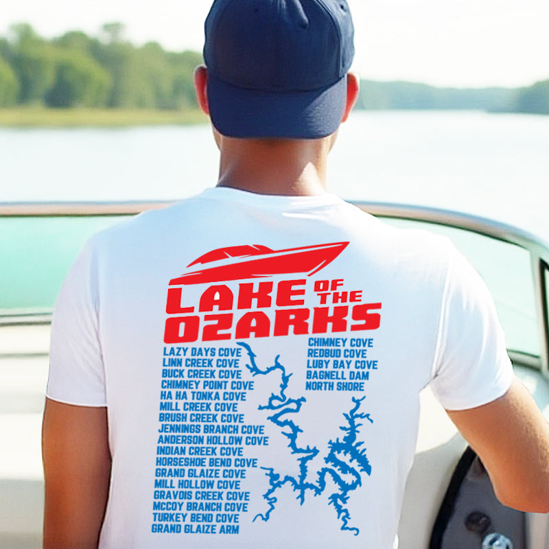 LAKE OF THE OZARKS Map –  Men's Performance Boating T-Shirt