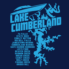 LAKE CUMBERLAND Map –  Men's Performance Boating T-Shirt