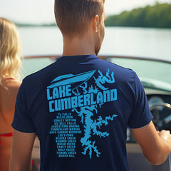 LAKE CUMBERLAND Map –  Men's Performance Boating T-Shirt