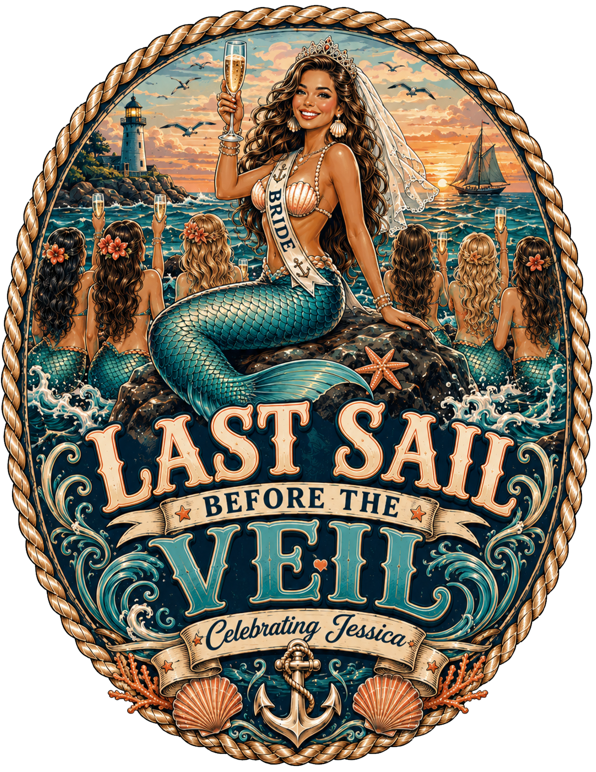 Bachelorette mermaid design preview