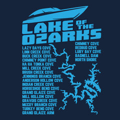 LAKE OF THE OZARKS Map –  Men's Performance Boating T-Shirt