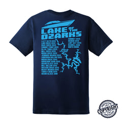 LAKE OF THE OZARKS Map –  Men's Performance Boating T-Shirt