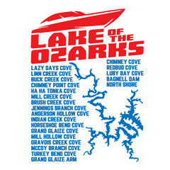 LAKE OF THE OZARKS Map –  Men's Performance Boating T-Shirt
