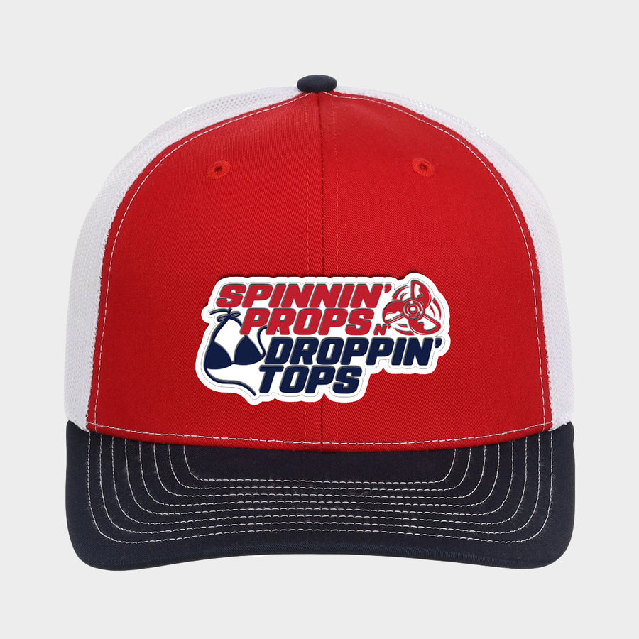 Spinnin' Props N' Droppin' Tops - PVC Patch Trucker Hat - Red