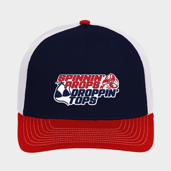Spinnin' Props N' Droppin' Tops - PVC Patch Trucker Hat - Navy