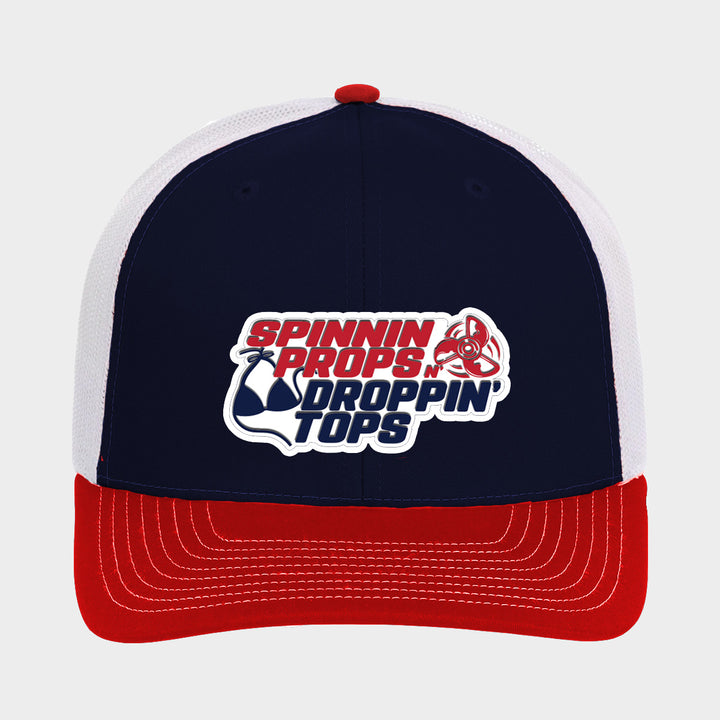Spinnin' Props N' Droppin' Tops - PVC Patch Trucker Hat - Navy