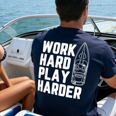 Work Hard Play Harder –  Men's Performance Boating T-Shirt