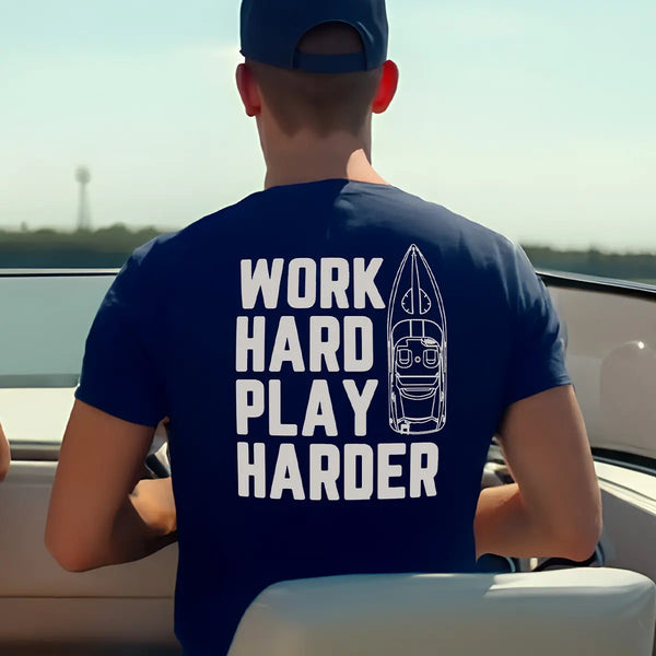 Work Hard Play Harder Boating T-Shirt - Roostertails